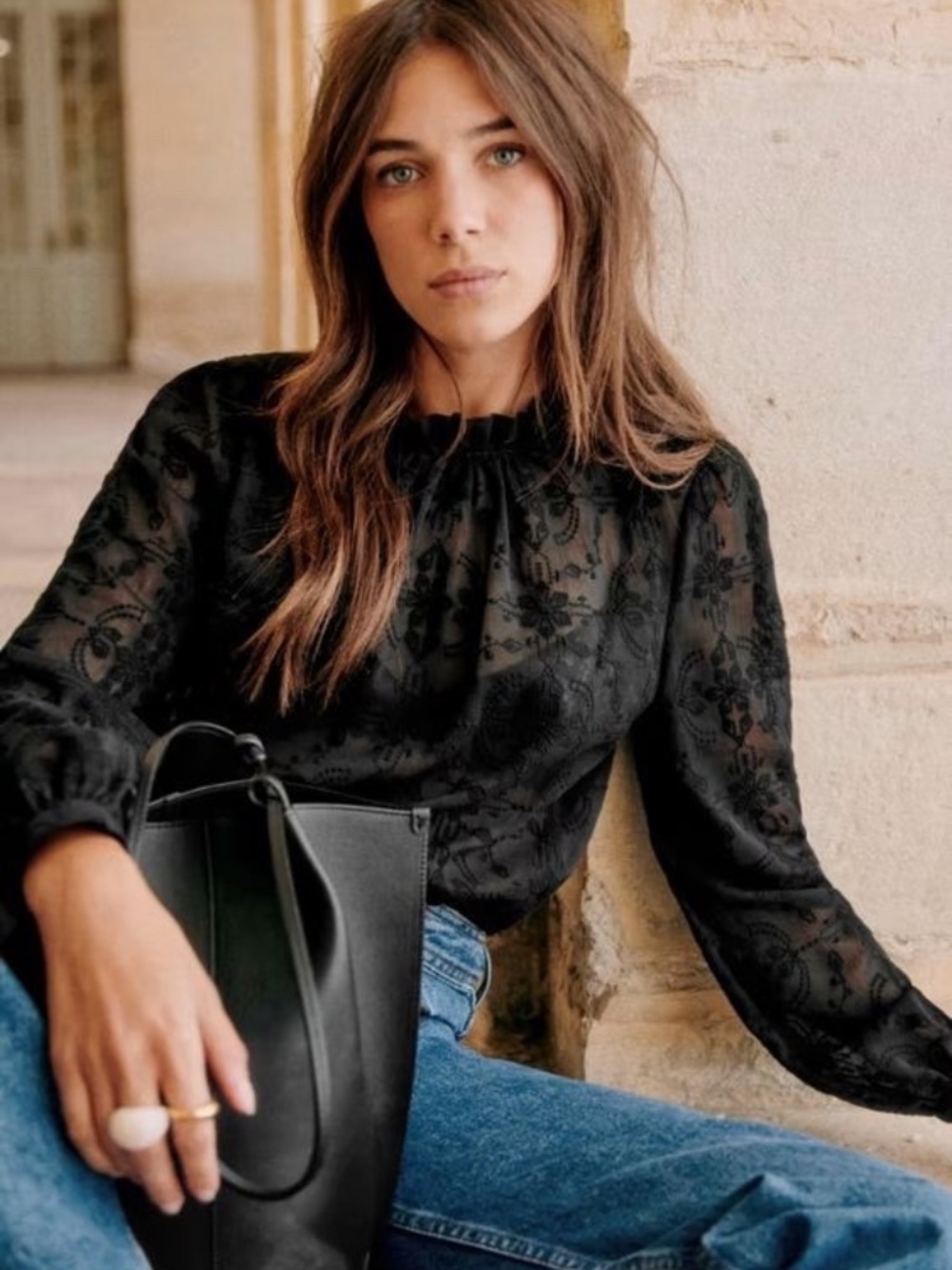 Sezane Valentin Blouse in Black Size 44 - Picture 3 of 10